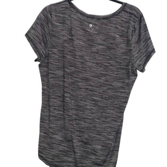 C9 Champion Gray Striped Womens Short Sleeve Semi Fit Activewear Top Size L - Picture 4 of 6